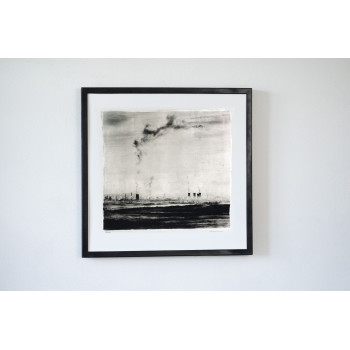 Industrial Morning- Resinotype over Silver leaves - Alternative Photography print by David Heger