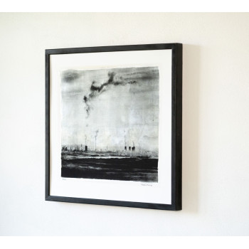 Industrial Morning- Resinotype over Silver leaves - Alternative Photography print by David Heger