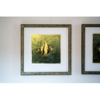 Goldfish II. - Resinotype over Gold leaves - Alternative Photography print by David Heger