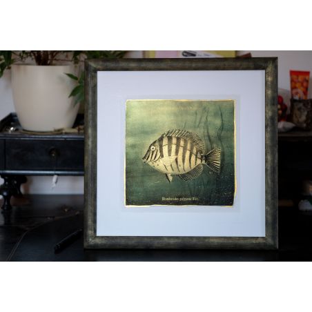 Goldfish I. - Resinotype over Gold leaves - Alternative Photography print by David Heger