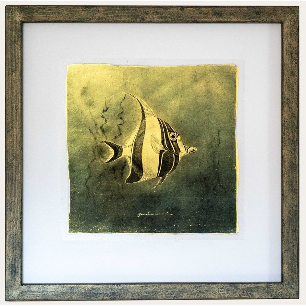 Goldfish II. - Resinotype over Gold leaves - Alternative Photography print by David Heger