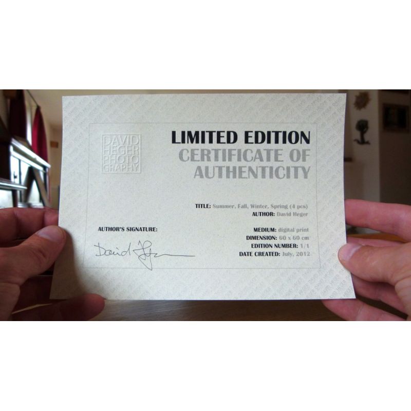 Certifikát limitované edice fotografií